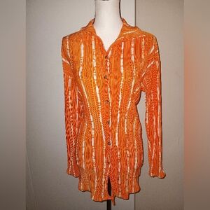 Fashion Nova Vibrant Orange Button-Down Blouse
